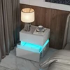 Koduva LED naktinis staliukas 2 stalčiais baltas spalvos