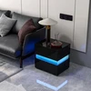 Koduva LED naktinis staliukas 2 stalčiais juodas spalvos