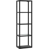 Koduva LED pastatoma lempa su 4 lygių lentyna, juoda, 45 x 29 x 157 cm