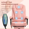 Aosom Masažinė biuro kėdė, 7 vibracijos taškai, reguliuojama kojų atrama ir atlošas, iki 120 kg, dirbtinė oda, rožinė