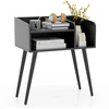 Koduva Mid-century modern naktinis staliukas su atviromis lentynomis, juodas, 50 x 32 x 58 cm
