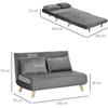 Koduva Miegamoji sofa, pilka, 130 x 78 x 79 cm, su 2 pagalvėmis