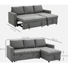 Koduva Minkšta kampinė sofa-lova su daiktų dėže, šviesiai pilka, 211,5 x 146 x 85 cm