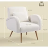 Fotelis Koduva Minkštas krėslas, teddy fliso užvalkalas, su juosmens pagalvėle, metalinės kojos, kreminės baltos spalvos, 77 x 77 x 83 cm
