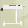 Songmics Mobilus reguliuojamo aukščio stalas su ratukais, baltas, 80 x 45 x 65-102 cm