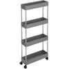 Songmics Mobilus vežimėlis su 4 lentynomis, pilkas, PP ir metalas, 40 x 12,5 x 86 cm