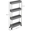 Songmics Mobilus vežimėlis su 4 lentynomis, pilkas, PP ir metalas, 40 x 12,5 x 86 cm
