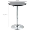 Aosom Modernus apvalus baro stalas, juodas, Ø61 cm, 70-90 cm