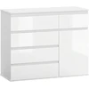 Koduva Modernus sideboardas, baltas blizgus, 5 stalčiai, 100 x 40 x 80 cm
