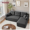 Koduva Modulinė kampinė sofa, 244 cm pločio, su didele dešine šezlongo dalimi, pilkai mėlyna
