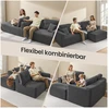 Koduva Modulinė kampinė sofa, 244 cm pločio, su didele dešine šezlongo dalimi, pilkai mėlyna