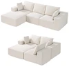 VEVOR Modulinė kampinė sofa su šezlongu, velvetas, smėlio spalvos, 265 x 165 x 57 cm