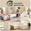 Koduva Modulinė sofa, 244 cm pločio, su didele dešiniąja šezlongo dalimi, kreminės baltos spalvos