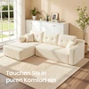 Koduva Modulinė sofa su kairiąja šezlongo dalimi, 244 cm pločio, balta, 150 x 244 x 73 cm