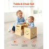 VEVOR Montessori nujunkymo stalo ir kėdės rinkinys, medinis, su lentele, reguliuojamo aukščio, 1-5 m., natūralaus medžio