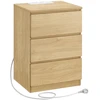Songmics Naktinis staliukas su 3 stalčiais, 35 x 40 x 59 cm, su 2 AC lizdais ir 2 USB, modernus