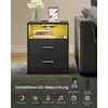 Koduva Naktinis staliukas su įkrovimo stotele ir LED, 2 vnt., juodas, 35 x 40,1 x 50,2 cm