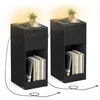 Koduva Naktinis staliukas su LED apšvietimu, USB jungtimis ir stalčiumi, 30 x 25 x 59,5 cm, juodas