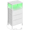 Songmics Naktinis staliukas su LED apšvietimu ir įkrovimo stotele, 3 stalčiai, baltas, 30 x 39,6 x 75,9 cm