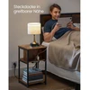Koduva Naktinis staliukas su lizdu, siauras, 2 AC ir 2 USB jungtys, 30 x 34 x 58 cm, rudas-juodas