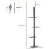 Koduva Nuo grindų iki lubų siekiantis kačių draskymo stulpas, pilkas, 228-260 cm