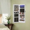 Songmics Pakabinama papuošalų spintelė su veidrodžiu, LED vidaus apšvietimu, 37 x 9,3 x 108 cm, balta