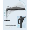Songmics Pakabinamas skėtis nuo saulės, 290 x 290 cm, pasukamas 360°, dūmų pilkas