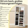 Koduva Papuošalų spintelė su berėmiu viso ūgio veidrodžiu, pasukama 360°, balta, 54,5 x 54,5 x 162 cm