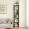 Songmics Pastatoma lentyna, 6 lentynų, 23,8 x 38 x 173,4 cm, ruda-juoda, plienas ir medžio drožlių plokštė