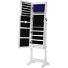 Songmics Pastatoma veidrodinė papuošalų spintelė su LED, balta, MDF, 41 x 151 x 36,5 cm