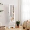 Songmics Pastatoma veidrodinė papuošalų spintelė su LED, balta, MDF, 41 x 151 x 36,5 cm