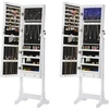 Songmics Pastatoma veidrodinė papuošalų spintelė su LED, balta, MDF, 41 x 151 x 36,5 cm