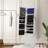 Songmics Pastatoma veidrodinė papuošalų spintelė su LED, balta, MDF, 41 x 151 x 36,5 cm