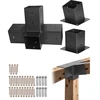 Koduva Pergolos laikiklių rinkinys VEVOR SSAE3, 3 vnt., 4 krypčių, 92 x 92 mm sijoms, anglinis plienas