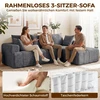 Koduva Pilka 3 vietų L formos šenilinė kampinė sofa su šezlongu ir 2 pagalvėmis