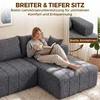 Koduva Pilka 3 vietų L formos šenilinė kampinė sofa su šezlongu ir 2 pagalvėmis