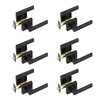 Koduva Praėjimo durų rankenų rinkinys VEVOR, 6 vnt., matinė juoda, reversinė, 35-45 mm durims