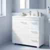 Koduva Praustuvo spintelė, balta, iš MDF, 30 x 70 x 64 cm, 3 stalčiai ir 2 skyriai už durų