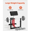 Koduva Preacher curl suoliukas su kojų treniruokliu, VEVOR qb035, juodas ir raudonas, 73 x 55 x 18 cm