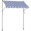 Songmics Prispaudžiama markizė 250 x 120 cm, mėlyna-balta, reguliuojamo aukščio 220–300 cm