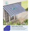 Songmics Prispaudžiama markizė 250 x 120 cm, mėlyna-balta, reguliuojamo aukščio 220–300 cm