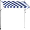 Songmics Prispaudžiama markizė 300 x 120 cm, mėlynai balta, reguliuojamo aukščio 220–300 cm