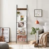 Songmics Rankšluosčių kopėčios su 5 lygiais ir 4 kabliukais, 44 x 160 cm, rudos-juodos