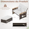 Koduva Rataninė 2 vietų sofa su pufu ir saugykla, balta