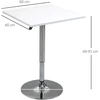 Aosom Reguliuojamo aukščio baro stalas, 360° sukamas, baltas, 60 x 60 x 69-91 cm