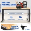 VEVOR Reguliuojamo aukščio darbastalis O4820L, su ratukais ir elektros lizdais, rudas, 122 x 51 x 79-104 cm