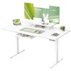 Koduva Reguliuojamo aukščio darbo stalas 140 x 70 cm su monitoriaus stovu, stalčiumi ir USB-C, baltas
