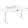 Songmics Reguliuojamo aukščio rašomasis stalas 140 x 70 cm, su monitoriaus stovu, stalčiumi, baltas