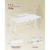 Songmics Reguliuojamo aukščio rašomasis stalas su monitoriaus lentyna, USB-C, 160x80 cm, baltas