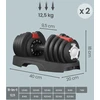 Koduva Reguliuojamų hantelių rinkinys, 2 vnt., 11-in-1, juodai raudonas, 2 x 12,5kg